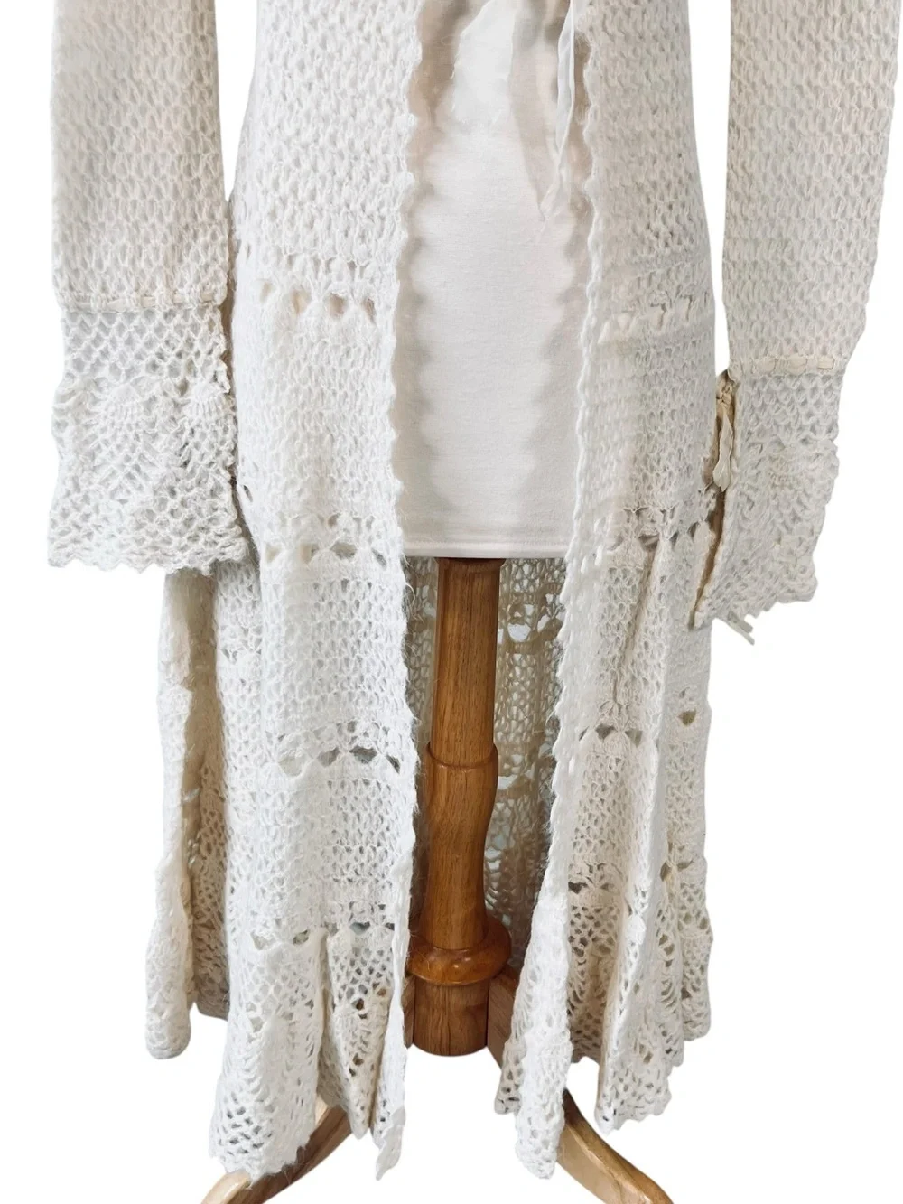 Free People Cream Pineapple Crochet Maxi Duster Jacket Coat